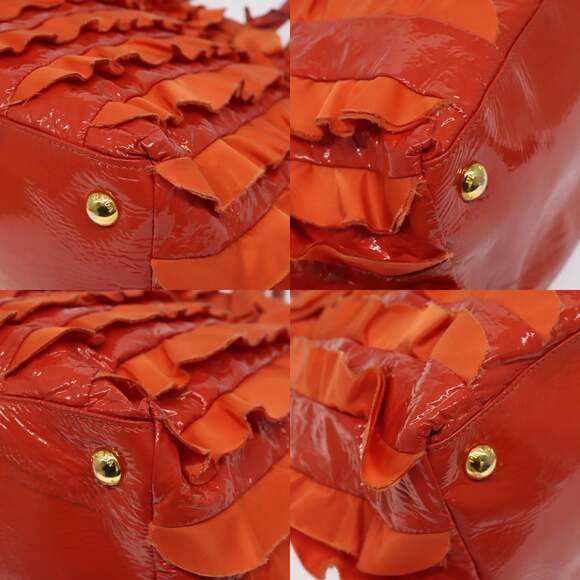 PRADA Hand Bag Nylon Orange Gold - Picture 10 of 12